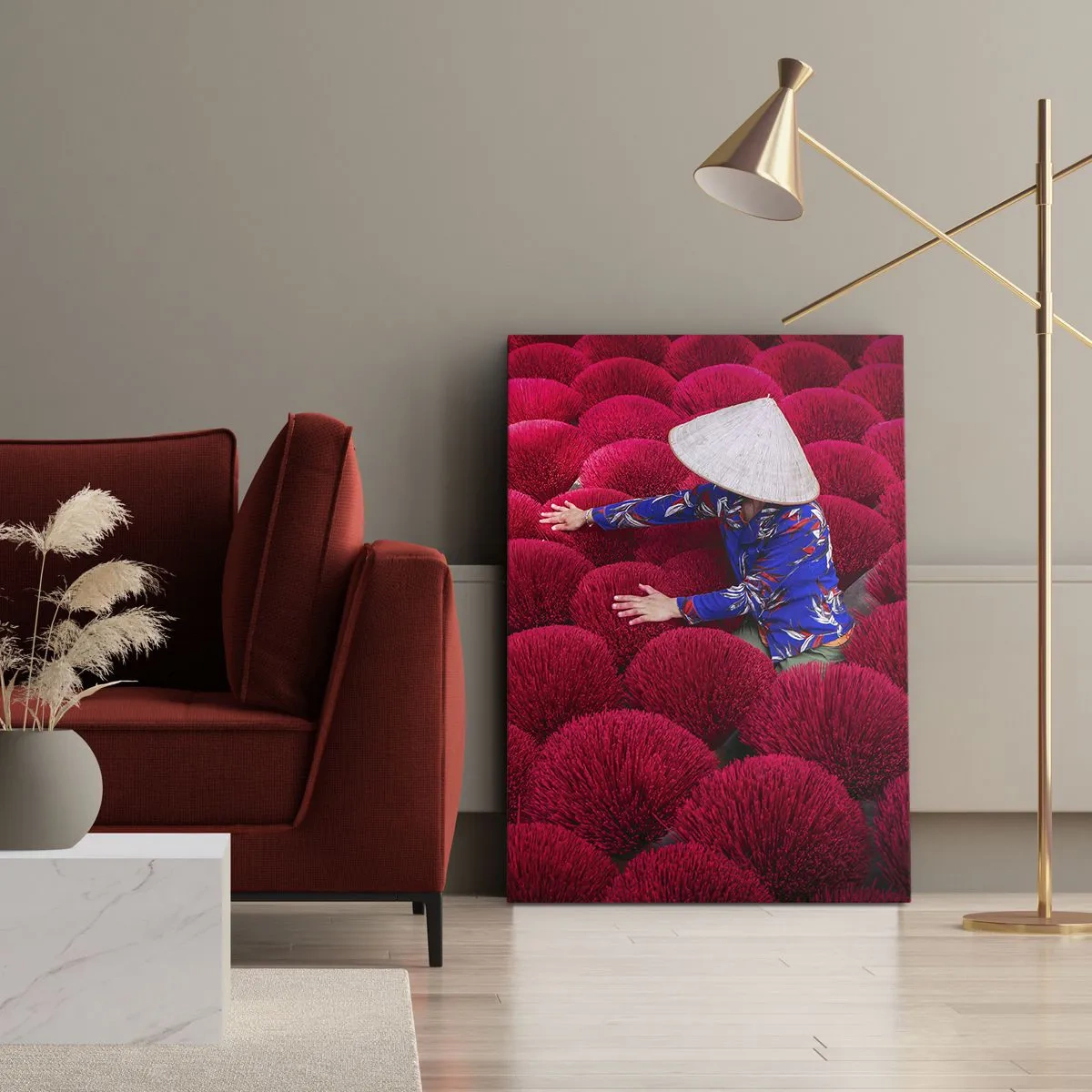 Obraz na plátně - Na rýžovém poli - 45x80 cm