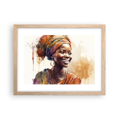 Plakát v rámu světlý dub - Africká královna - 40x30 cm