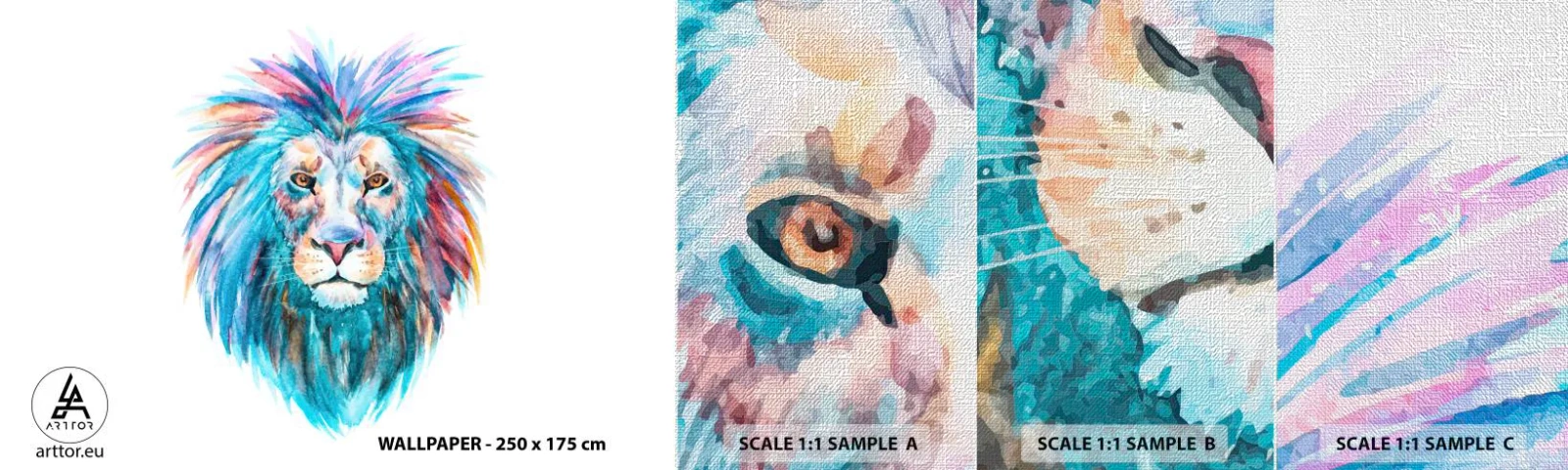 Vzor Fototapety Premium Canvas - Elektrizující aura - Zvířata, Lev, Abstrakce - 100x30 cm