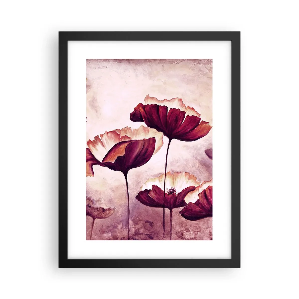 Plakát v černém rámu - Červený a bílý plátek - 30x40 cm