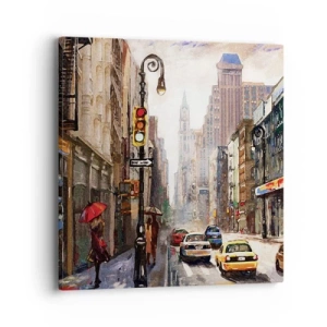 Obraz na plátně - New York – barevný i v dešti - 40x40 cm