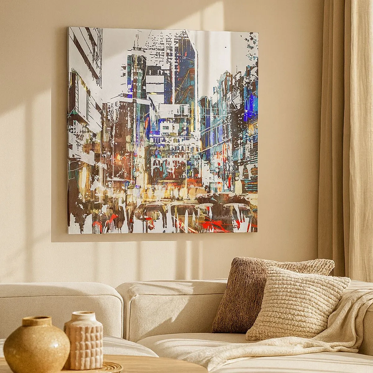 Obraz na plátně - Třpytivé město - 30x30 cm