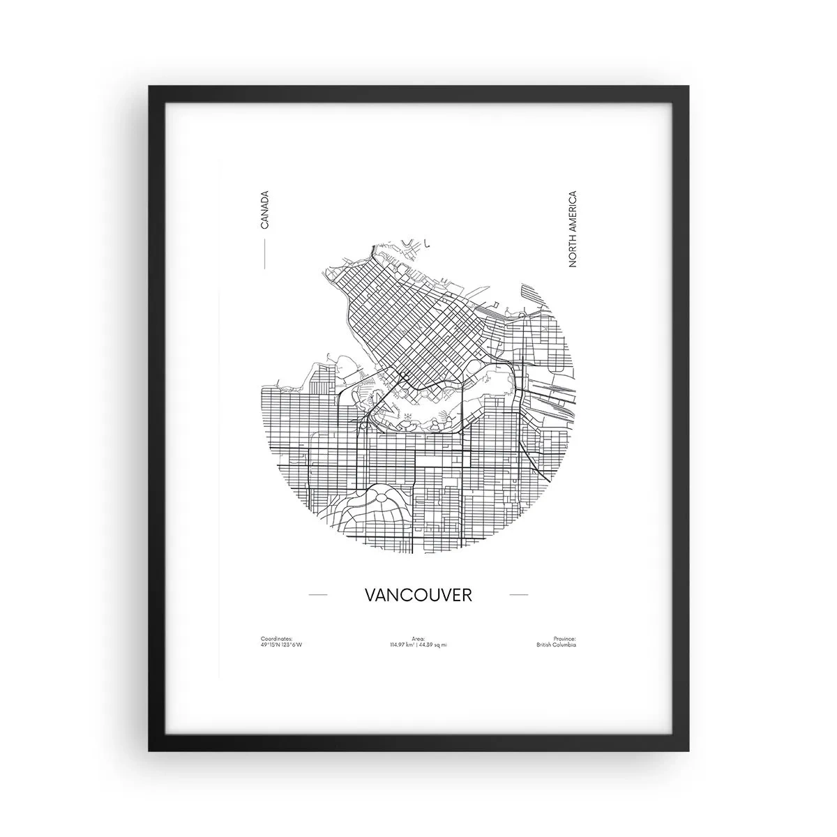 Plakát v černém rámu - Anatomie Vancouveru - 40x50 cm