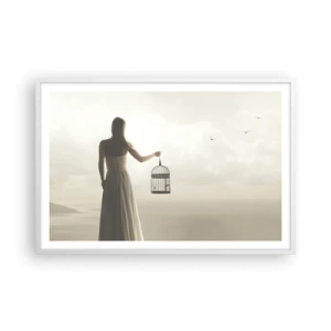 Plakát v bílém rámu - Buď svobodná - 91x61 cm