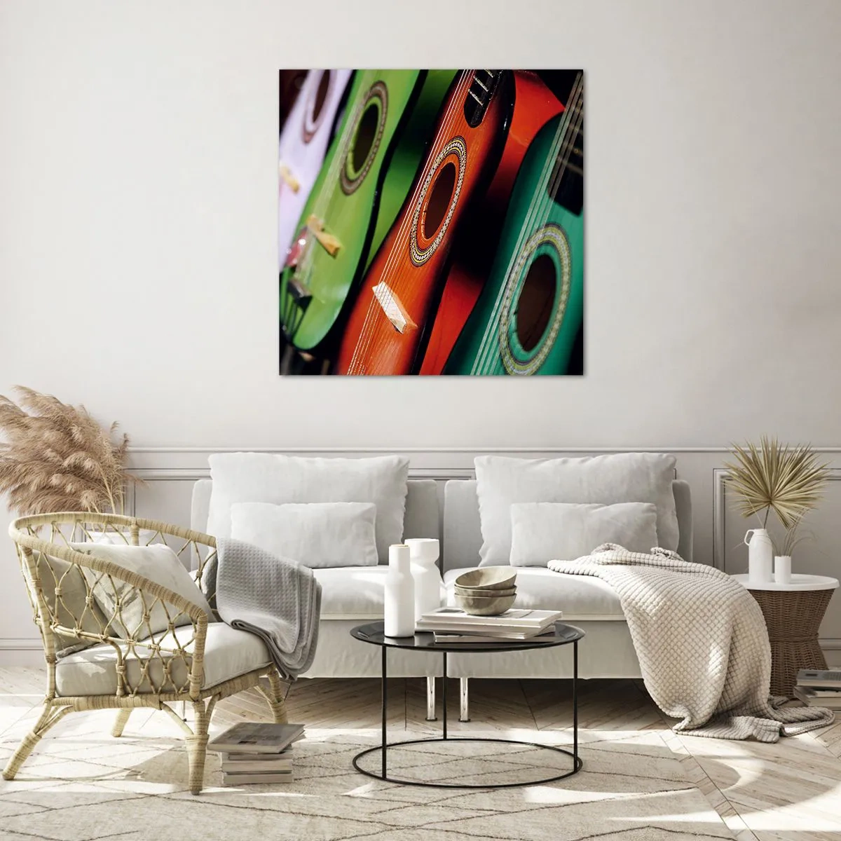 Obraz na skle - Kytara má hodně barev - 70x70 cm