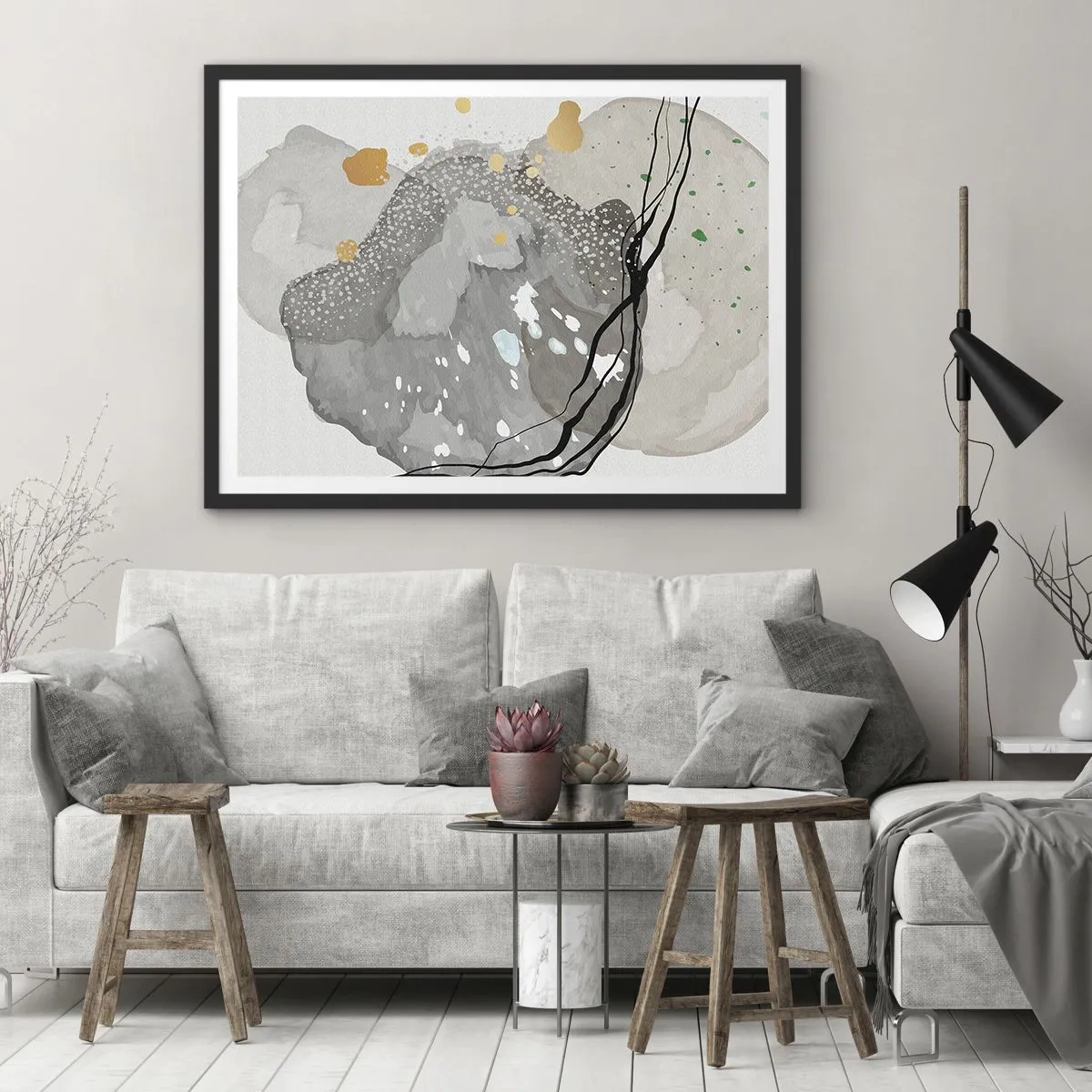 Plakát v černém rámu - Organická kompozice - 70x50 cm