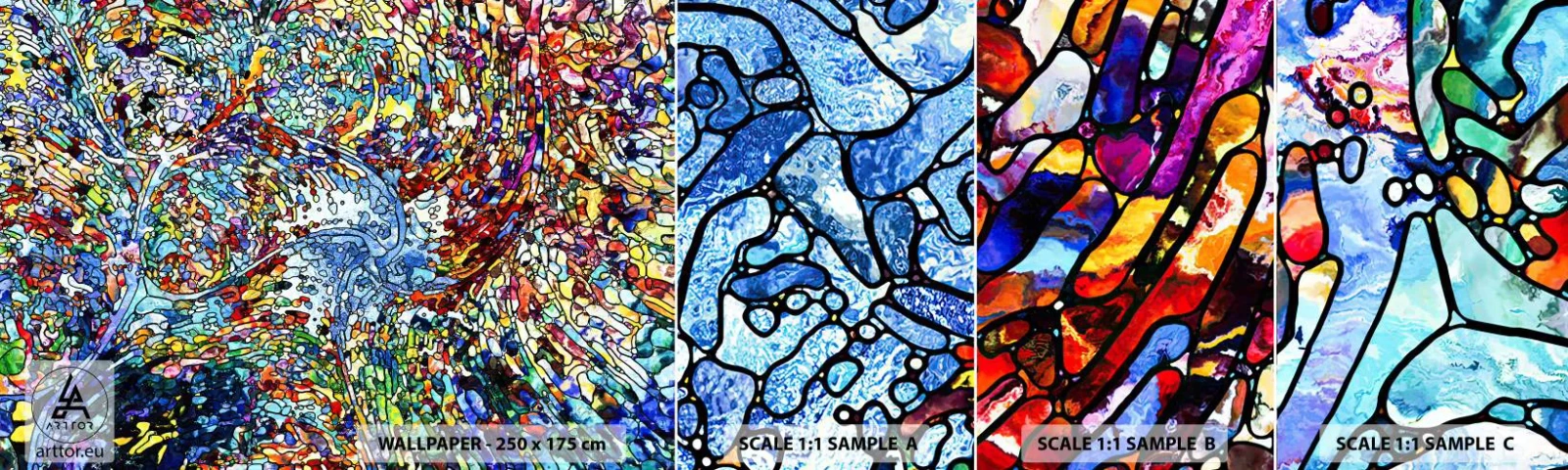 Fototapeta Vzorek Standard Eco - Vitráž s kapkami - Abstrakce, Kus, Grafika - 100x30 cm