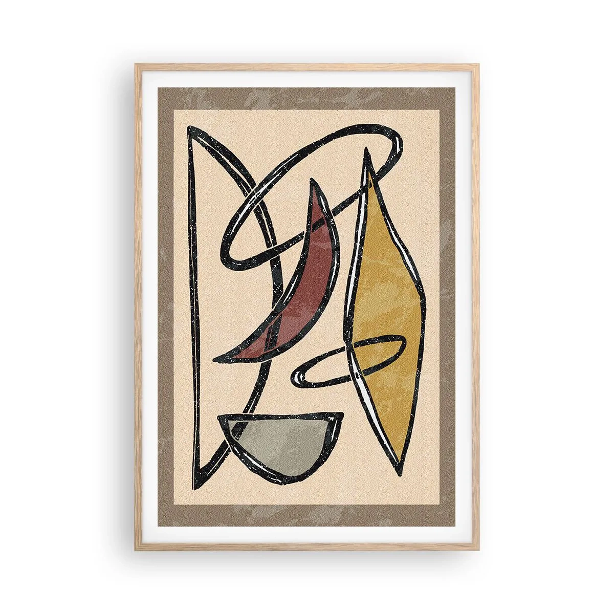 Plakát v rámu světlý dub - Kompozice – oblouky a ovály - 70x100 cm