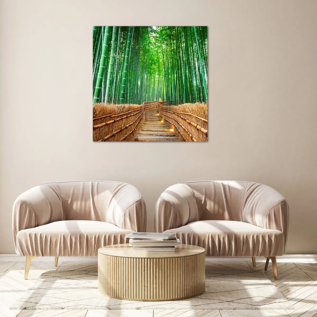 Obraz na skle - Esence asijské přírody - 70x70 cm