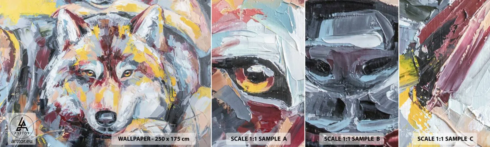 Fototapeta Vzorek Standard Eco - Klid mezi blízkými - Abstrakce, Vlk, Malování - 100x30 cm