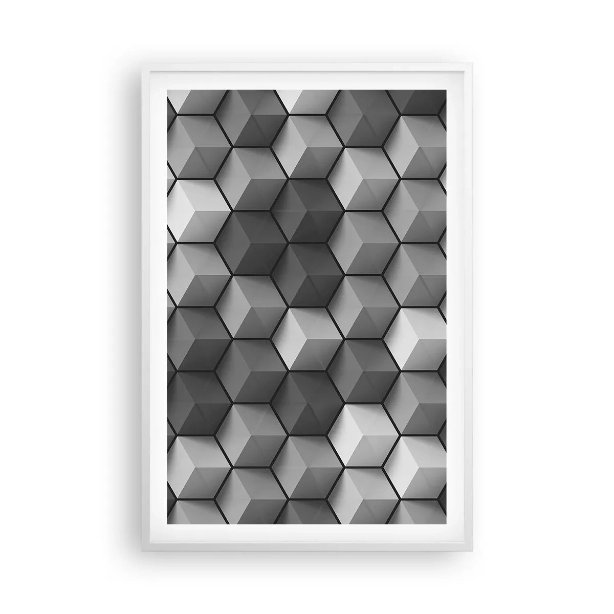 Plakát v bílém rámu - Kubistické puzzle - 61x91 cm