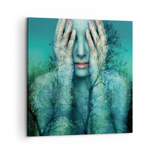 Obraz na plátně - Ponořená do modré - 60x60 cm