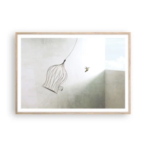 Plakát v rámu světlý dub - Ve svém živlu - 100x70 cm