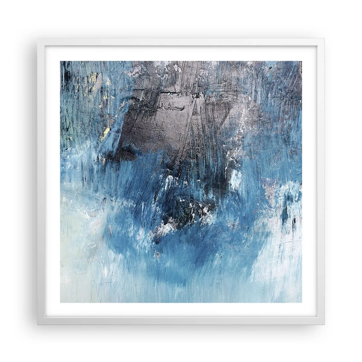 Plakát v bílém rámu - Rapsodie v modrém - 60x60 cm