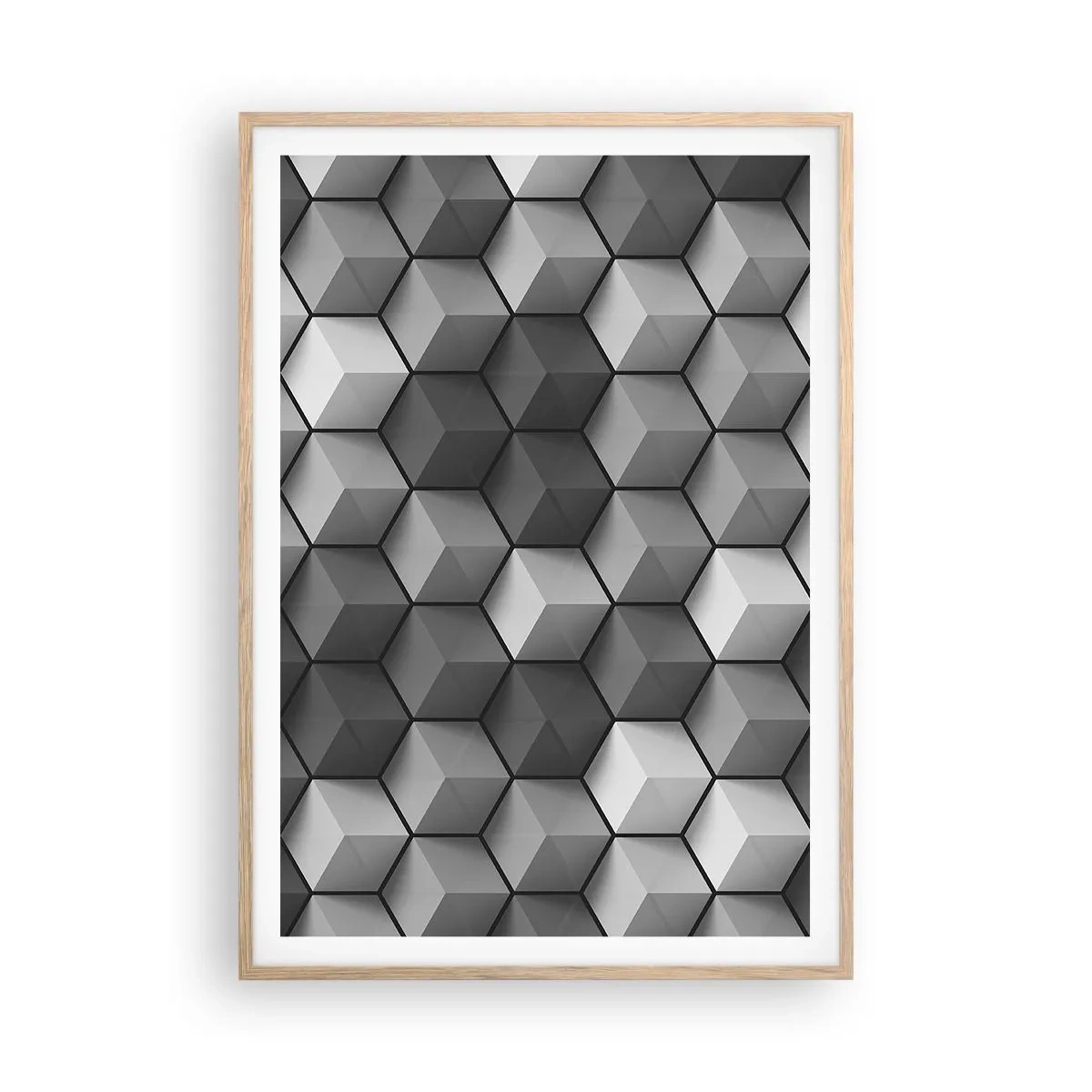 Plakát v rámu světlý dub - Kubistické puzzle - 70x100 cm