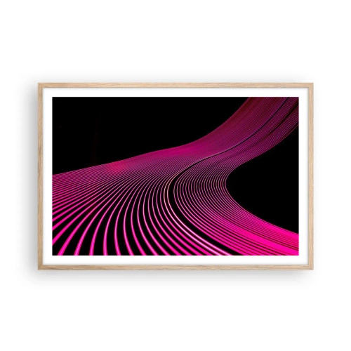 Plakát v rámu světlý dub - Alej světla - 91x61 cm