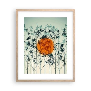 Plakát v rámu světlý dub - Japonské slunce - 40x50 cm