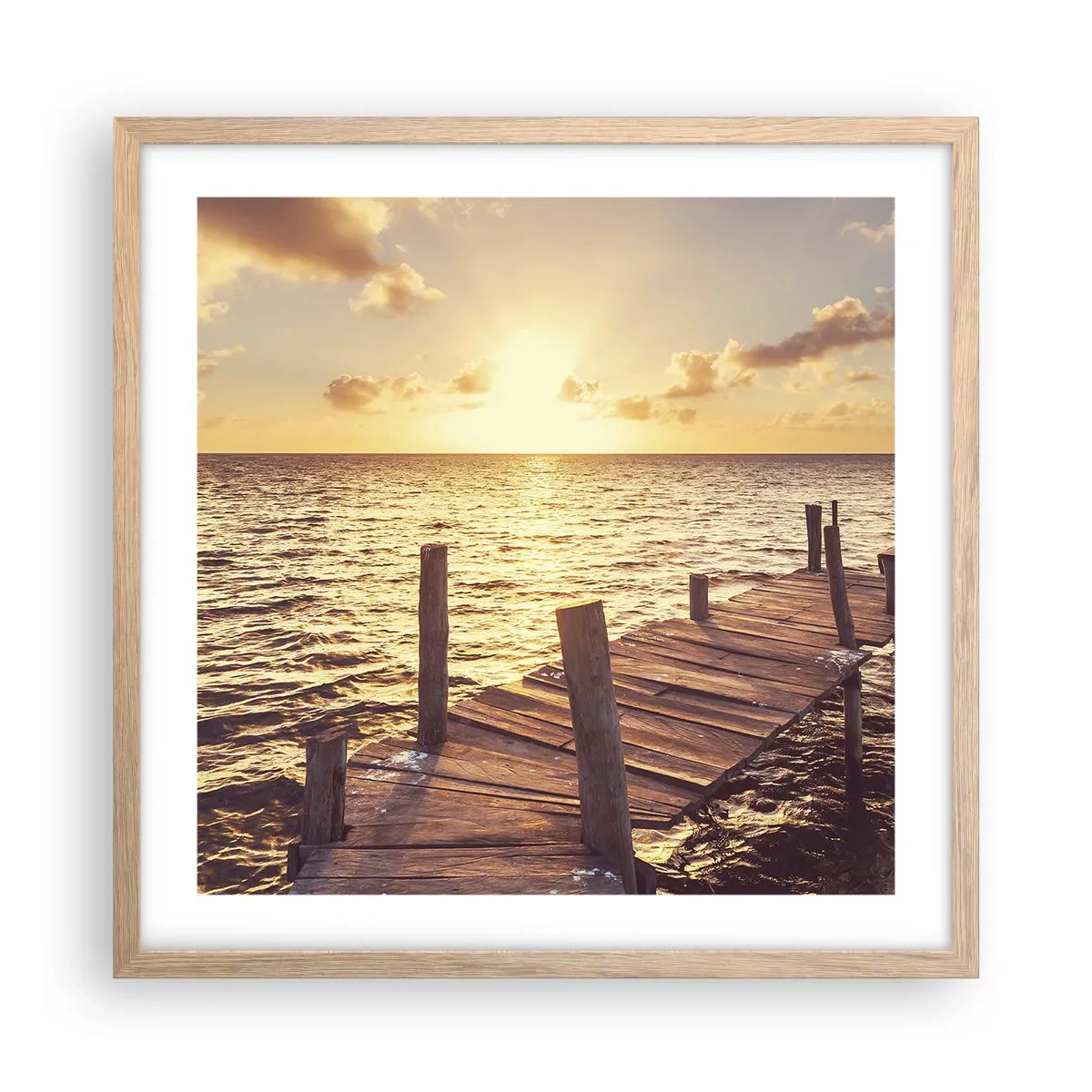 Plakát v rámu světlý dub - Zlatá země laskavosti - 50x50 cm