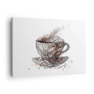 Obraz na plátně - Dekorativní šálek kávy s uměleckým vzorem - 70x50cm - Čaj dobrý na všechno - Moderní nástěnná dekorace do obývacího pokoje a ložnice ARTTOR