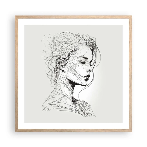 Plakát v rámu světlý dub - Portrét v zamyšlení - 60x60 cm