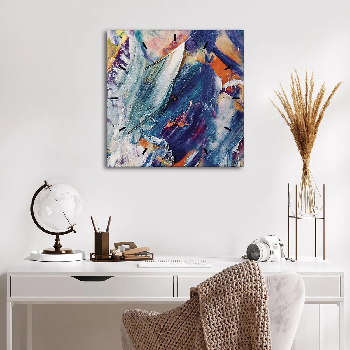 Nástěnné hodiny - Chaos barev - 40x40 cm