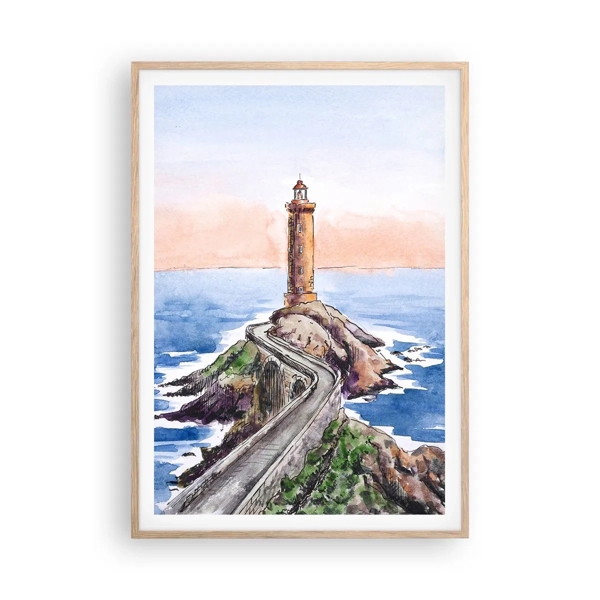 Plakát v rámu světlý dub - Tváří v tvář moři - 70x100 cm