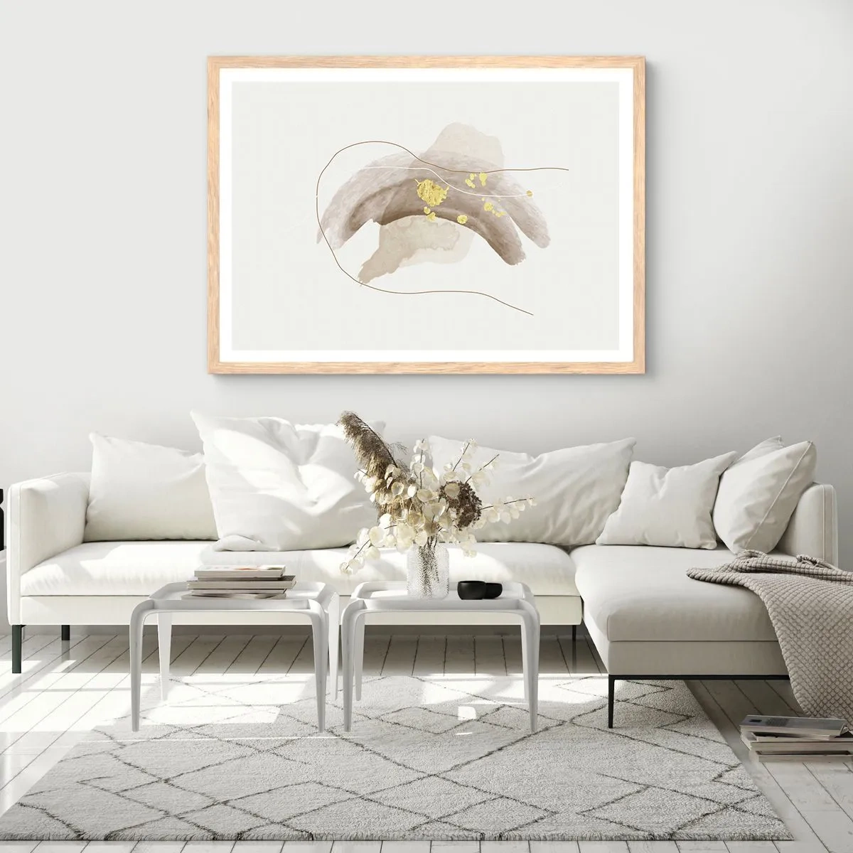 Plakát v rámu světlý dub - Vesmírná bytost - 100x70 cm