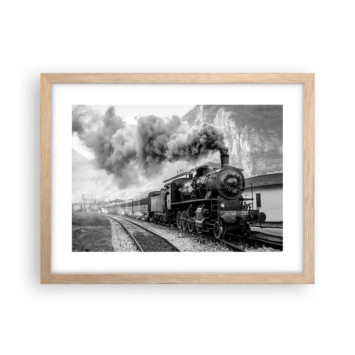 Plakát v rámu světlý dub - Stojí na nádraží… - 40x30 cm