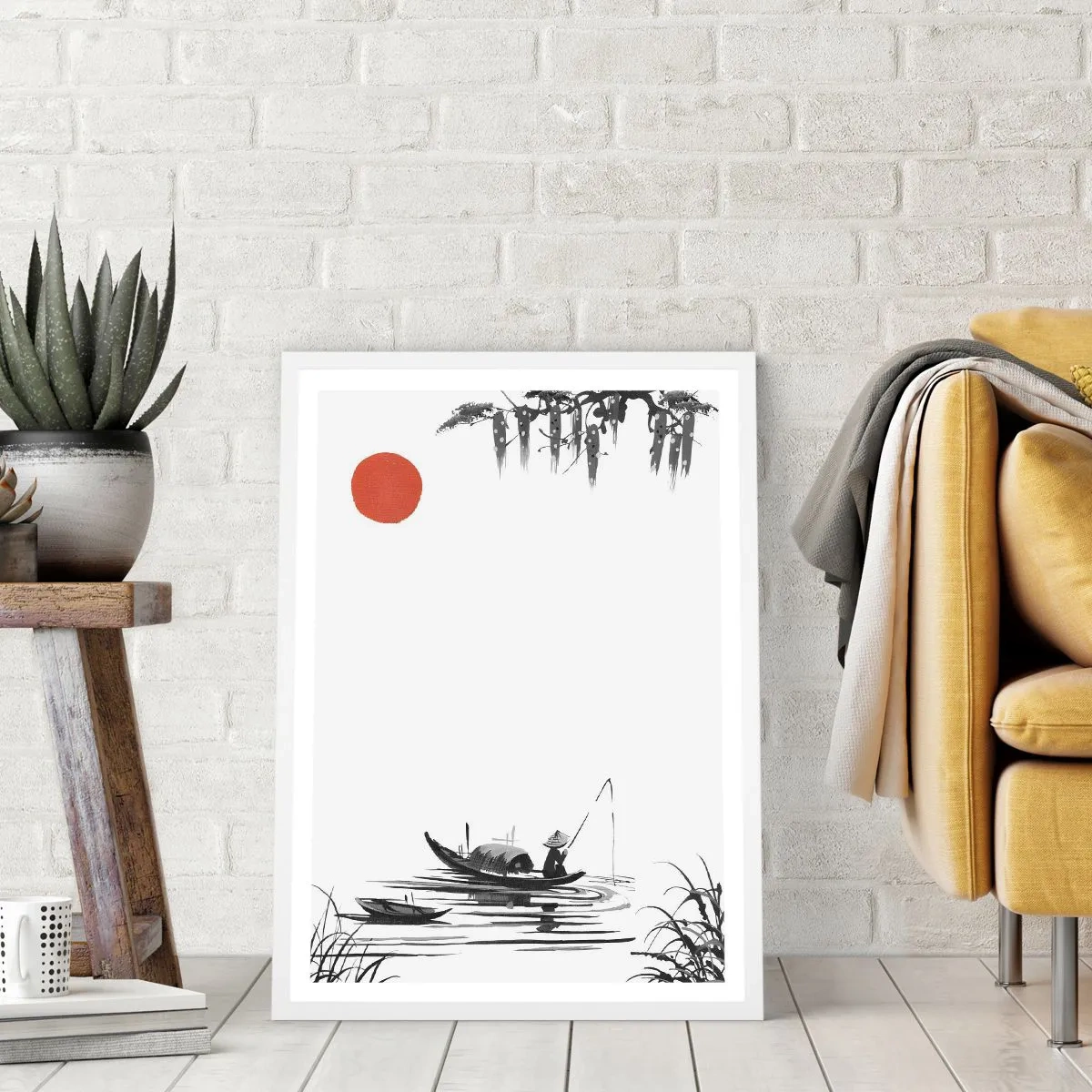Plakát v bílém rámu - Asijské odpoledne - 50x70 cm