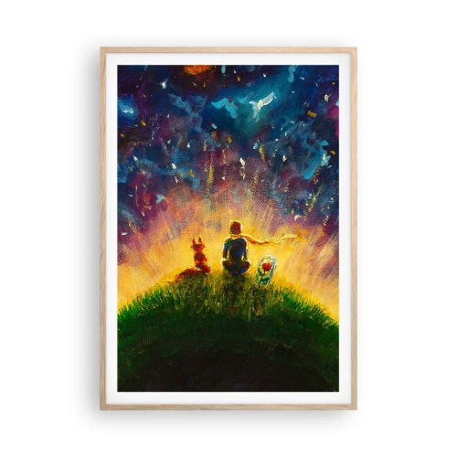 Plakát v rámu světlý dub - Láska a přátelství - celý svět - 70x100 cm