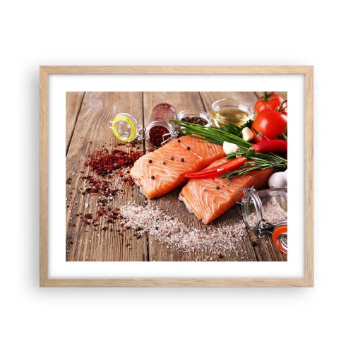 Plakát v rámu světlý dub - Norské dobrodružství v kuchyni - 50x40 cm