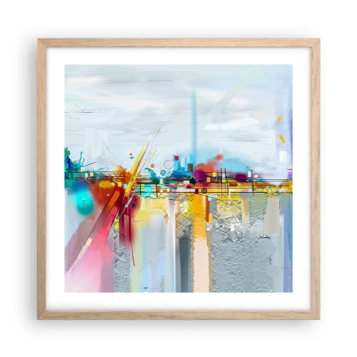 Plakát v rámu světlý dub - Most radosti nad řekou života - 50x50 cm
