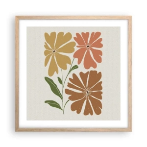 Plakát v rámu světlý dub - Příroda a geometrie - 50x50 cm