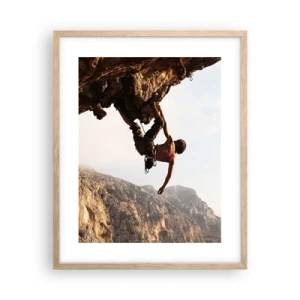 Plakát v rámu světlý dub - Svět smrsknutý v ruce na sesuvu balvanu - 40x50 cm