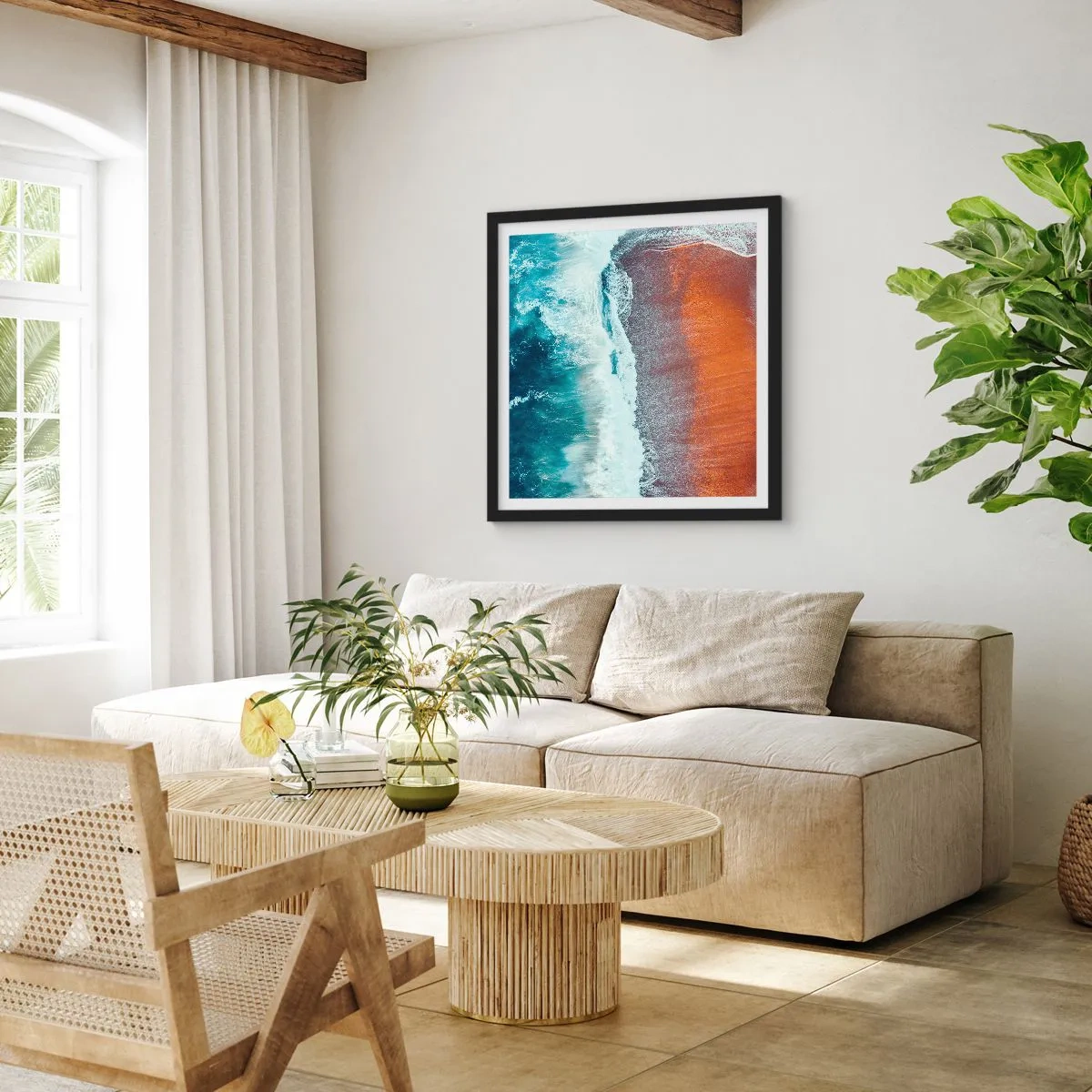 Plakát v černém rámu - Dotek oceánu - 50x50 cm