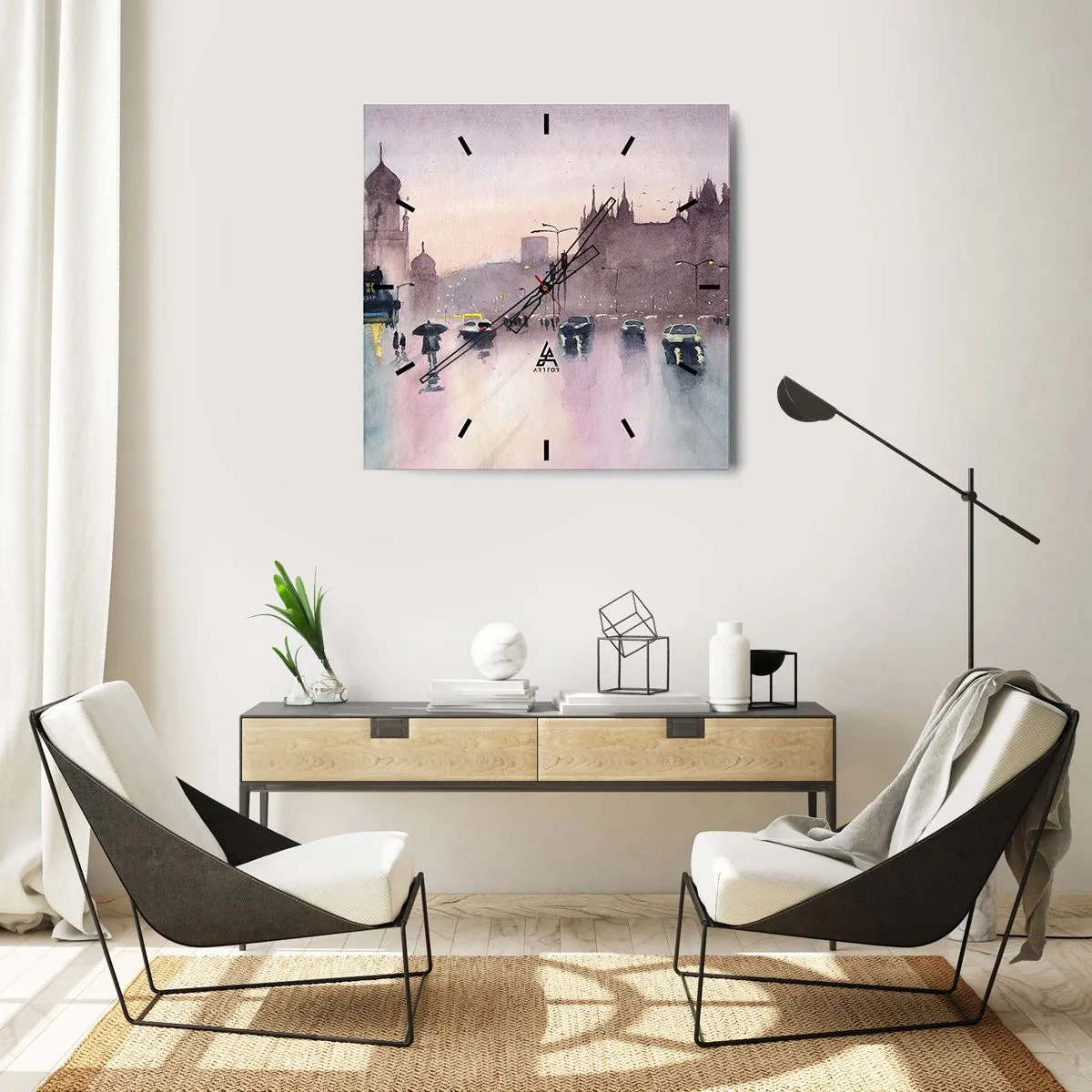 Nástěnné hodiny - V deštivém oparu - 40x40 cm