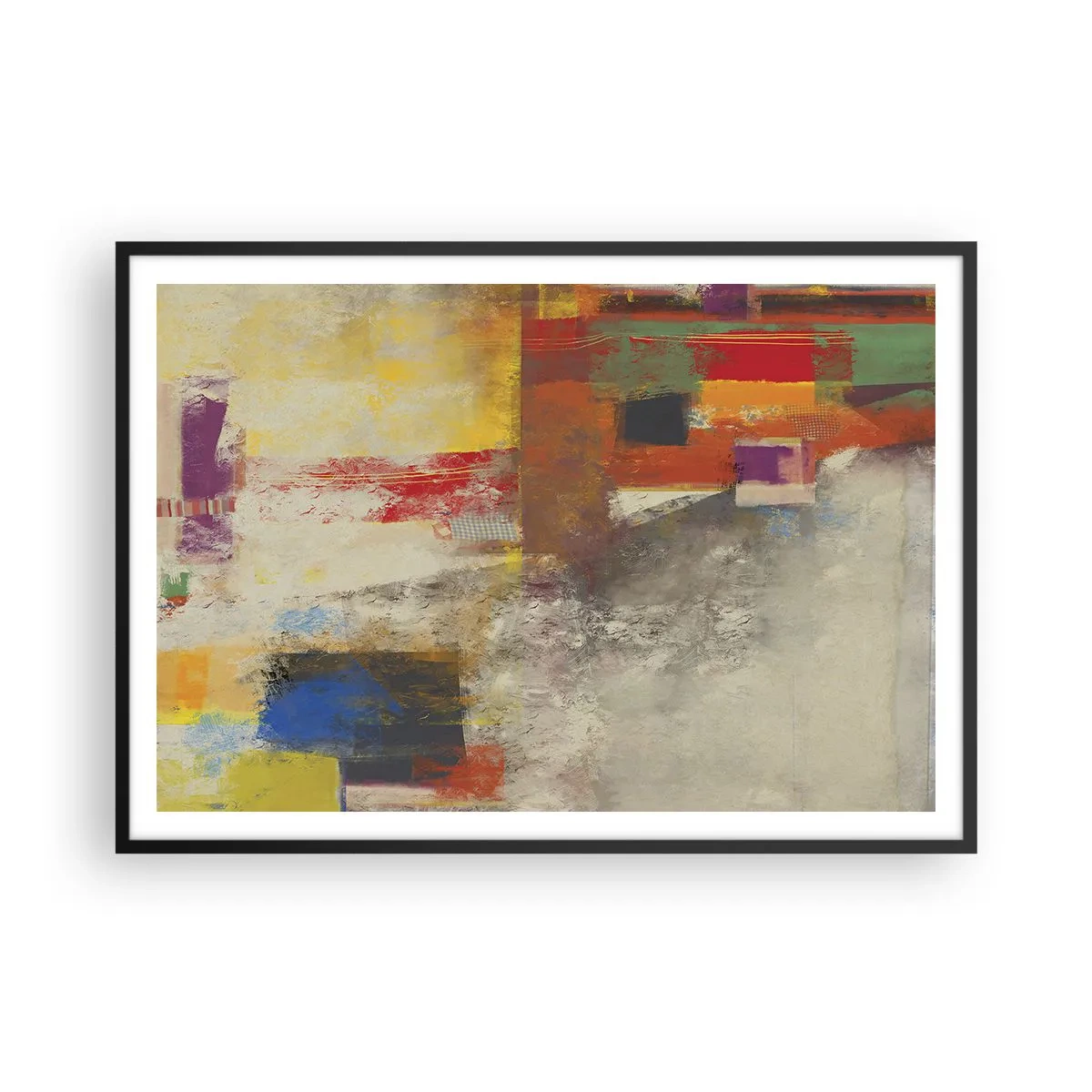 Plakát v černém rámu - Geometrie barev - 100x70 cm