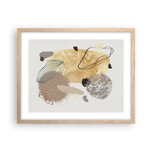 Plakát v rámu světlý dub - Abstraktní švestka - 50x40 cm