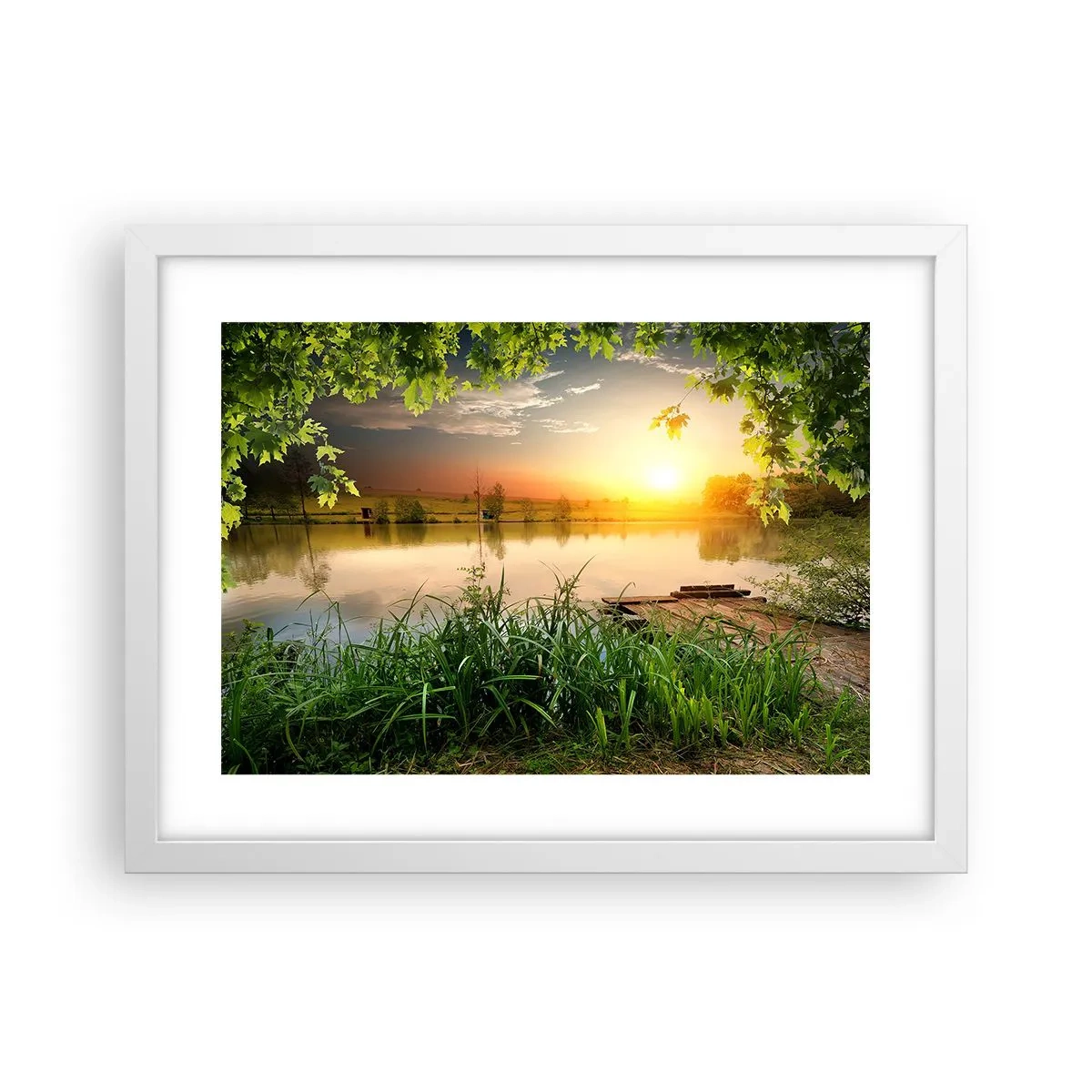 Plakát v bílém rámu - Krajina v zeleném rámu - 40x30 cm