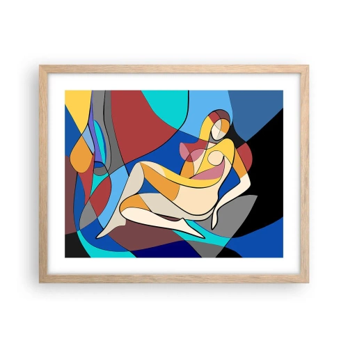 Plakát v rámu světlý dub - Kubistický akt - 50x40 cm
