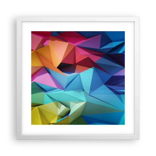 Plakát v bílém rámu - Duhové origami - 40x40 cm