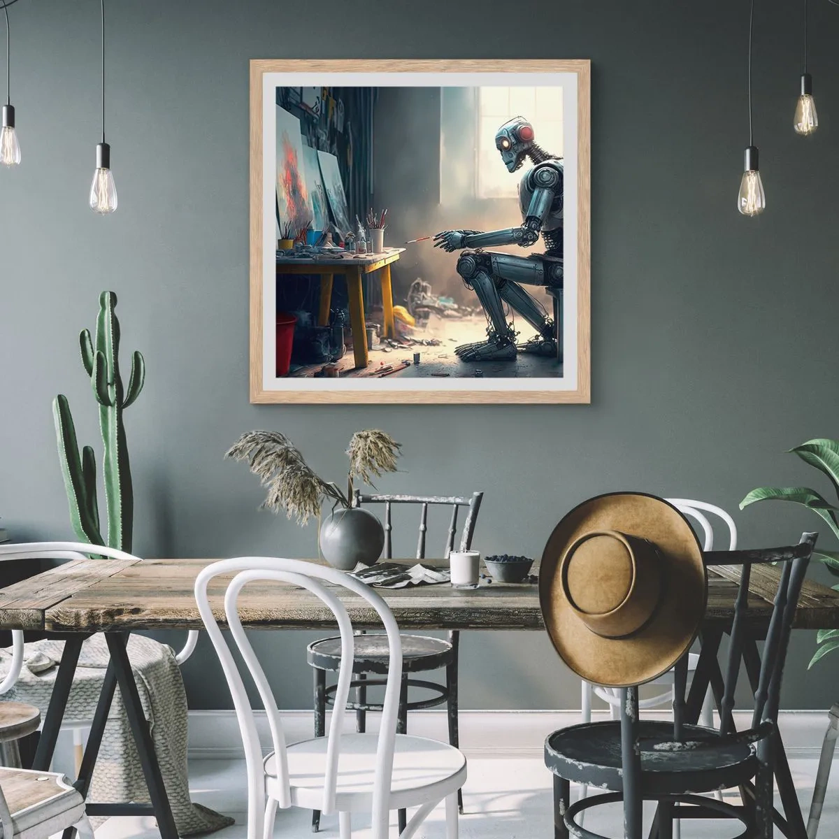 Plakát v rámu světlý dub - Akt stvoření - 30x30 cm