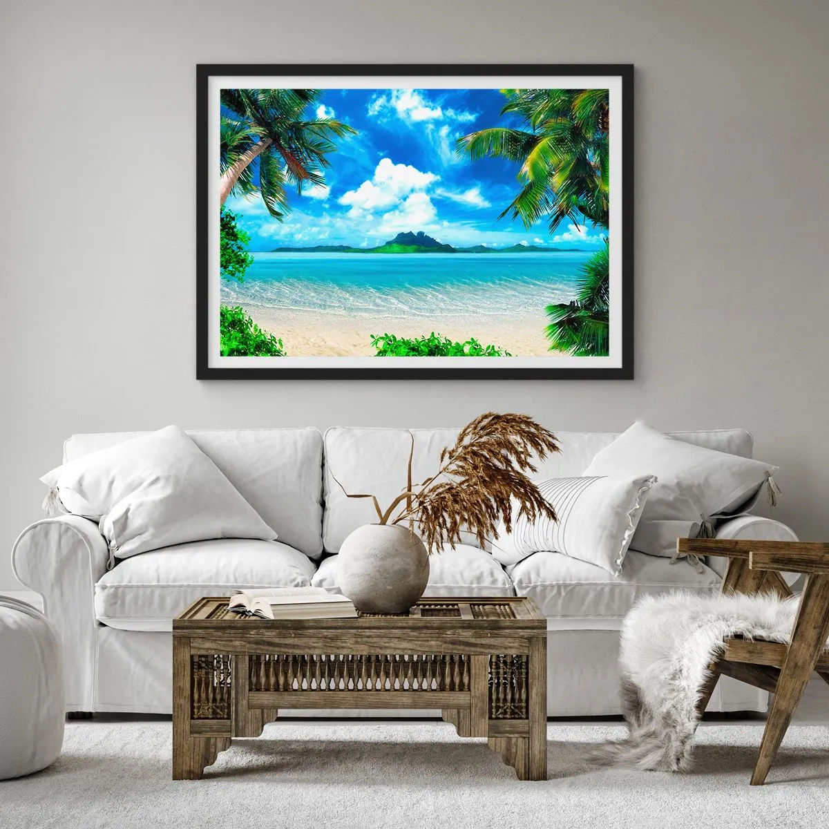 Plakát v černém rámu - Modř tropů - 91x61 cm