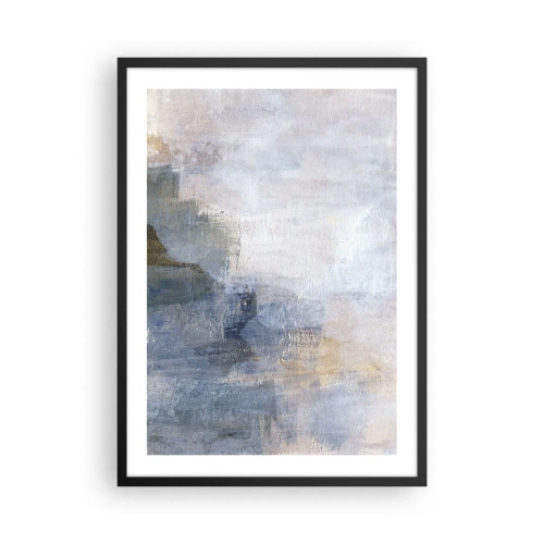 Plakát v černém rámu - Abstraktní kompozice v odstínech modré a béžové - 50x70cm - Tóny a akordy barev - Moderní nástěnná dekorace do obývacího pokoje a ložnice ARTTOR