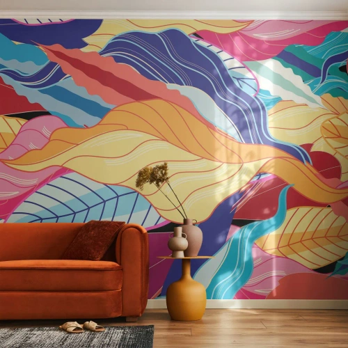 Fototapeta na míru Samolepicí Deluxe Sticker - Barevný nepořádek - Abstrakce, Barevné listy, Kus