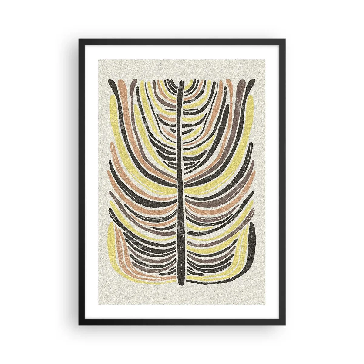 Plakát v černém rámu - Abstraktní list v zemních tónech - 50x70cm - Abstrakce plná života - Moderní nástěnná dekorace do obývacího pokoje a ložnice ARTTOR