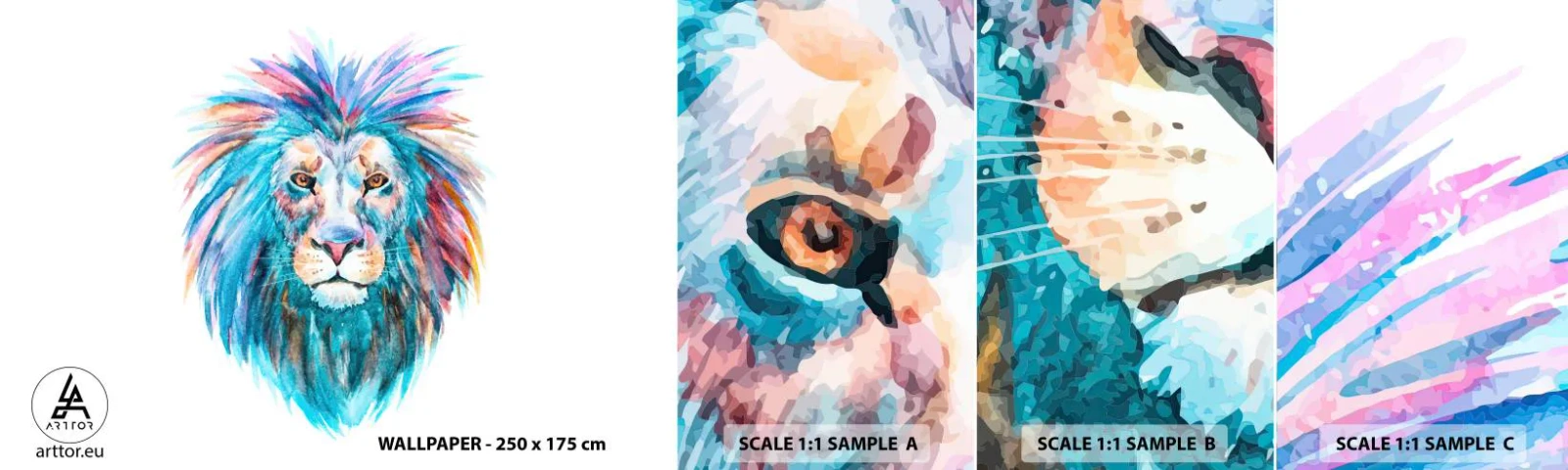 Vzor Fototapety Samolepicí Deluxe Sticker - Elektrizující aura - Zvířata, Lev, Abstrakce - 100x30 cm