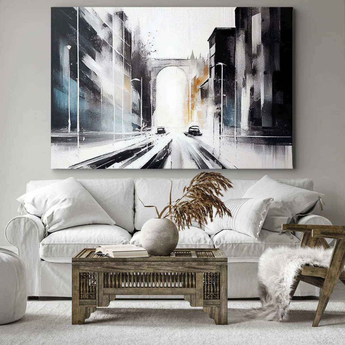 Obraz na plátně - Studie města: architektura a pohyb - 70x50 cm