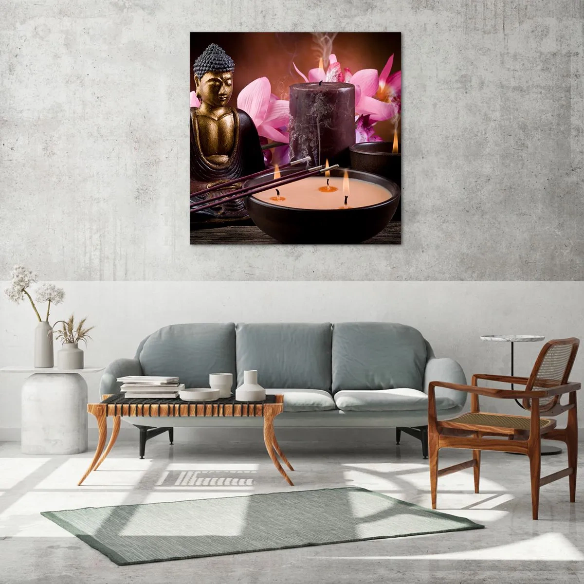 Obraz na skle - Očistit mysl, uklidnit tělo - 70x70 cm