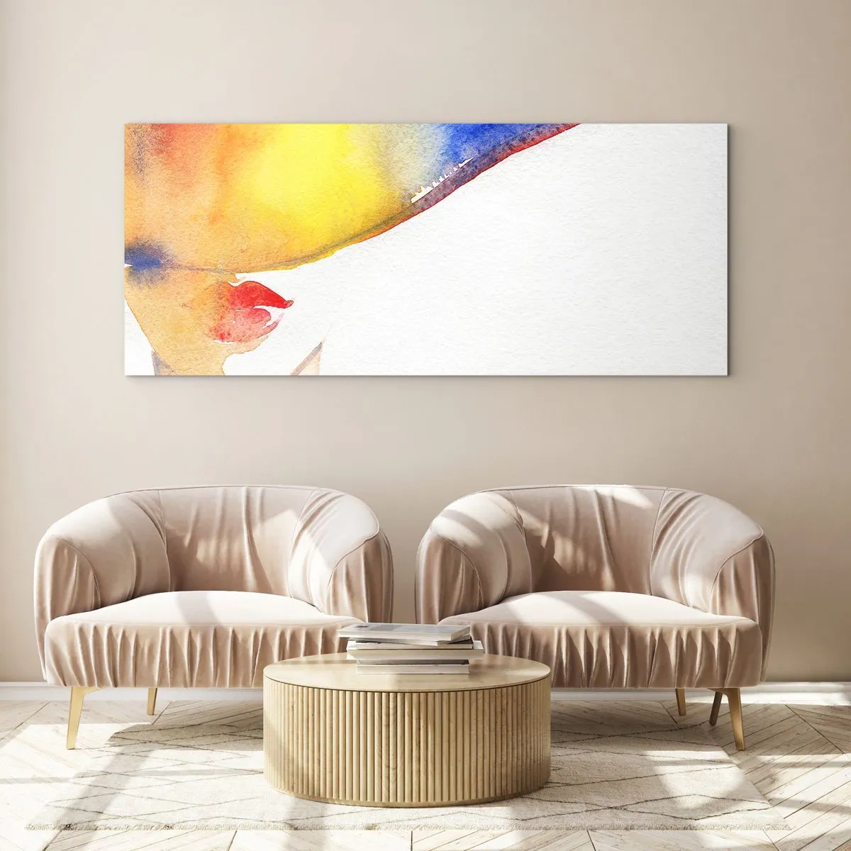 Obraz na skle - Portrét dámy    - 140x50 cm